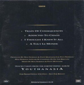 Megadeth Youthanasia - UK Promo back